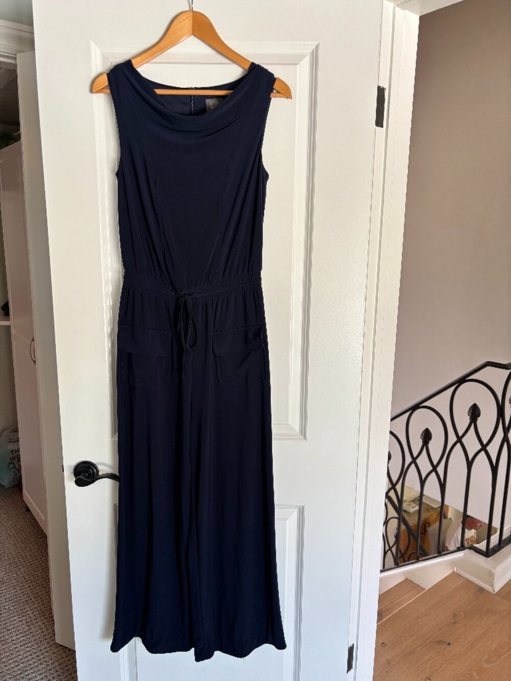 Vince Camuto Navy Blue Cowl Neck Jumpsuit